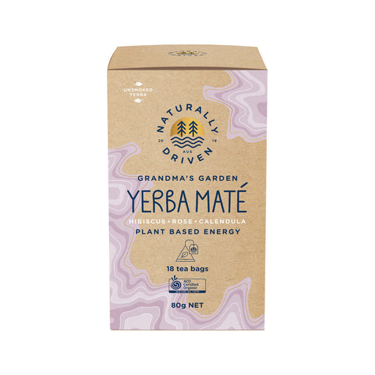 NATURALLY DRIVEN Organic Yerba Mate Tea Pure Leaf x 18 Tea Bags