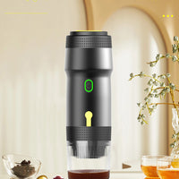 Green 3-in-1 Portable Electric Espresso Maker - Rechargeable Travel Coffee Machine for Capsules & Ground Coffee