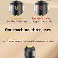 Green 3-in-1 Portable Electric Espresso Maker - Rechargeable Travel Coffee Machine for Capsules & Ground Coffee