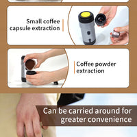 Green 3-in-1 Portable Electric Espresso Maker - Rechargeable Travel Coffee Machine for Capsules & Ground Coffee