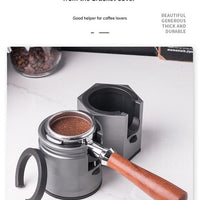 Dark Grey Diamond Professional Aluminum Espresso Tamping Station - Adjustable Portafilter Holder Stand