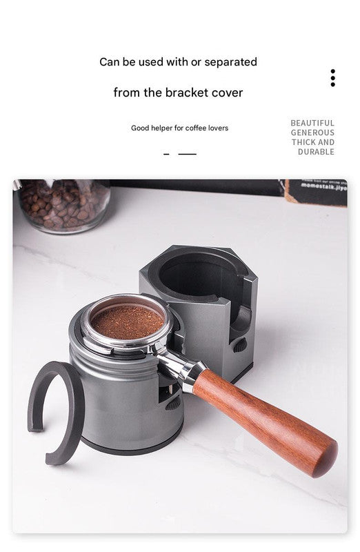 Silver Diamond Professional Aluminum Espresso Tamping Station - Adjustable Portafilter Holder Stand